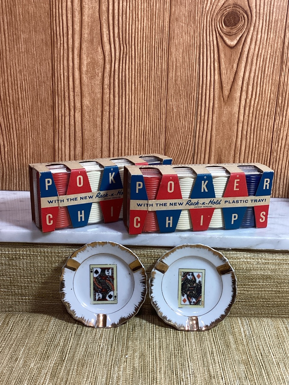 Vintage Poker Chips and Vintage Card Ashtrays